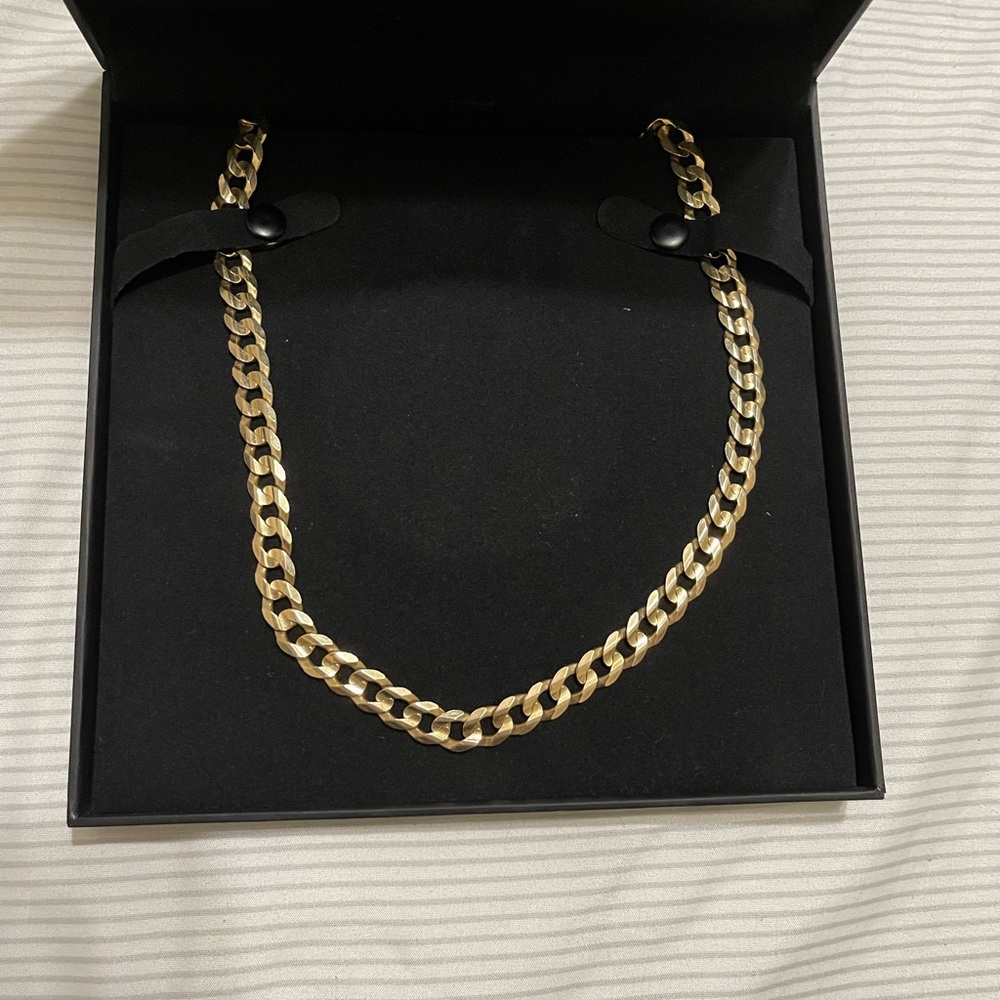 14kt Italian Yellow Gold Mens Curb Cuban Link Chain